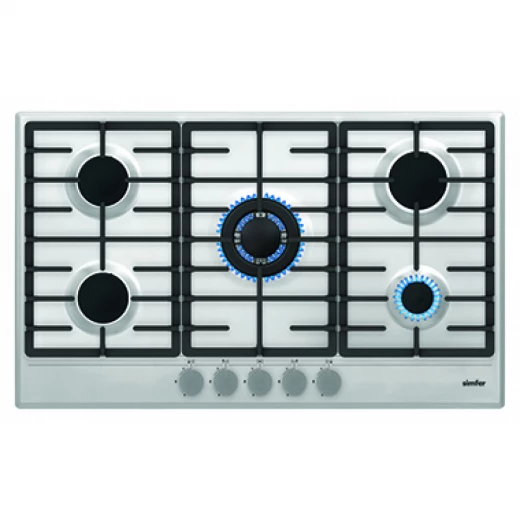 Simfer H9503 VGRM Stainless Steel Gas Cooktop with 5 Burners and 90cm Width, Featuring Automatic Ignition and Safety Valves for Efficient and Safe Cooking Operations Simfer H9503 VGRM Stainless Steel Gas Cooktop with 5 Burners and 90cm Width, Featuring Automatic Ignition and Safety Valves for Efficient and Safe Cooking Operations